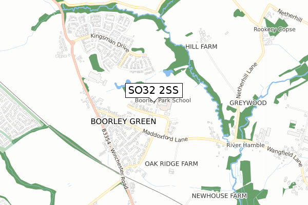 SO32 2SS map - small scale - OS Open Zoomstack (Ordnance Survey)