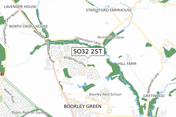 SO32 2ST map - small scale - OS Open Zoomstack (Ordnance Survey)