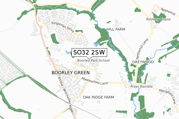 SO32 2SW map - small scale - OS Open Zoomstack (Ordnance Survey)