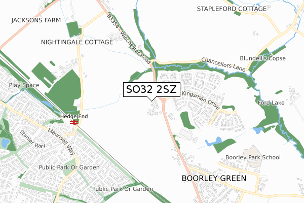 SO32 2SZ map - small scale - OS Open Zoomstack (Ordnance Survey)