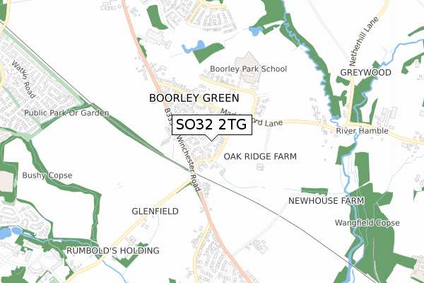 SO32 2TG map - small scale - OS Open Zoomstack (Ordnance Survey)