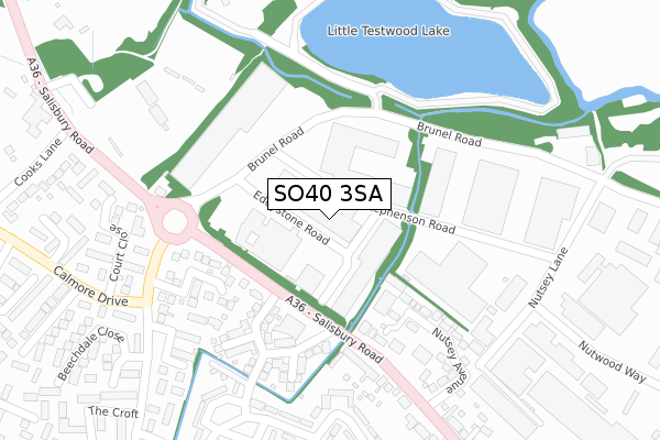 SO40 3SA map - large scale - OS Open Zoomstack (Ordnance Survey)