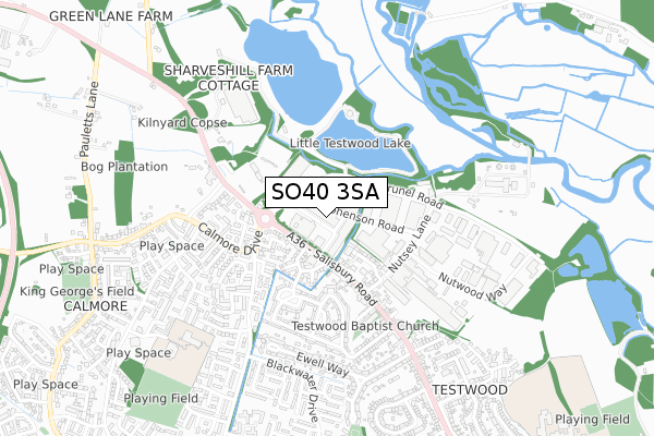 SO40 3SA map - small scale - OS Open Zoomstack (Ordnance Survey)