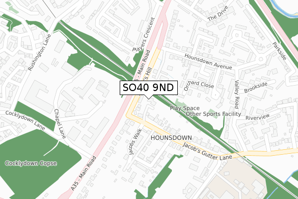 SO40 9ND map - large scale - OS Open Zoomstack (Ordnance Survey)