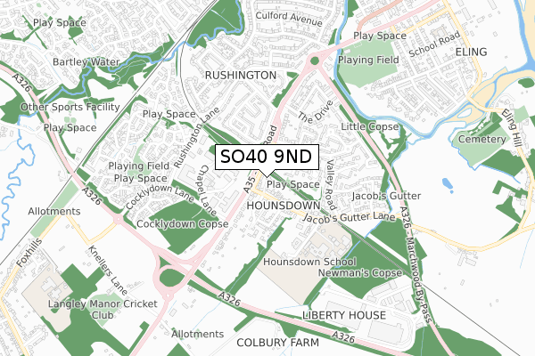 SO40 9ND map - small scale - OS Open Zoomstack (Ordnance Survey)