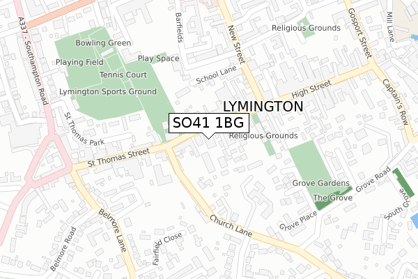 SO41 1BG map - large scale - OS Open Zoomstack (Ordnance Survey)