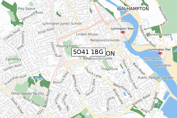 SO41 1BG map - small scale - OS Open Zoomstack (Ordnance Survey)