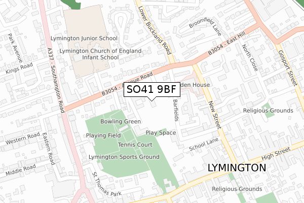 SO41 9BF map - large scale - OS Open Zoomstack (Ordnance Survey)