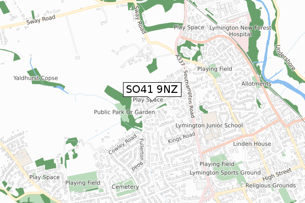 SO41 9NZ map - small scale - OS Open Zoomstack (Ordnance Survey)