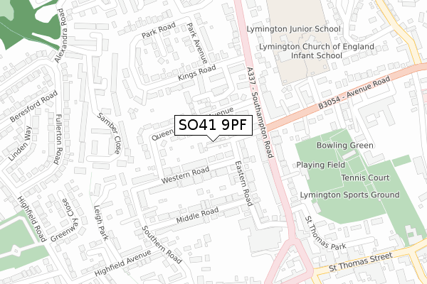 SO41 9PF map - large scale - OS Open Zoomstack (Ordnance Survey)