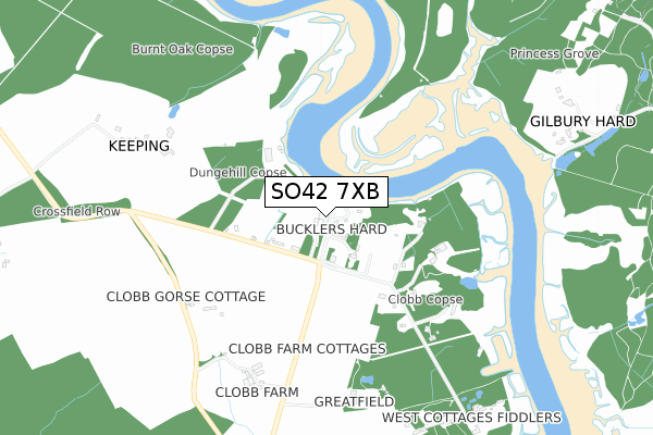 SO42 7XB map - small scale - OS Open Zoomstack (Ordnance Survey)