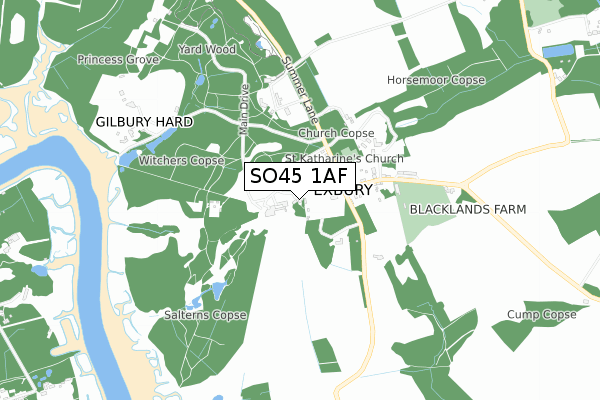 SO45 1AF map - small scale - OS Open Zoomstack (Ordnance Survey)