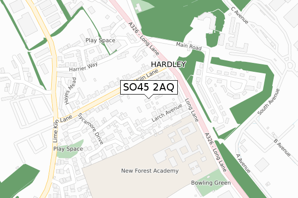 SO45 2AQ map - large scale - OS Open Zoomstack (Ordnance Survey)