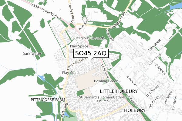 SO45 2AQ map - small scale - OS Open Zoomstack (Ordnance Survey)