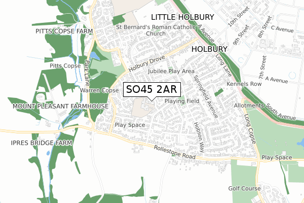 SO45 2AR map - small scale - OS Open Zoomstack (Ordnance Survey)
