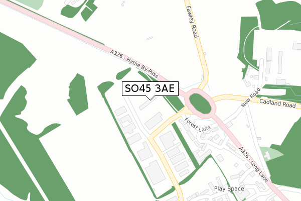 SO45 3AE map - large scale - OS Open Zoomstack (Ordnance Survey)