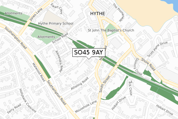 SO45 9AY map - large scale - OS Open Zoomstack (Ordnance Survey)