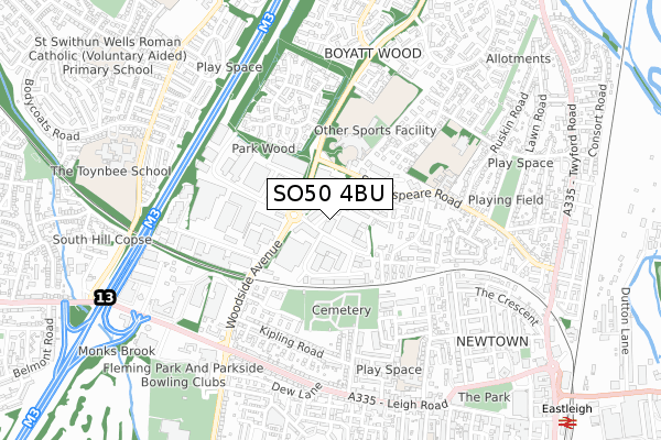 SO50 4BU map - small scale - OS Open Zoomstack (Ordnance Survey)