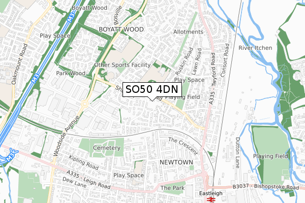 SO50 4DN map - small scale - OS Open Zoomstack (Ordnance Survey)