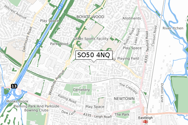 SO50 4NQ map - small scale - OS Open Zoomstack (Ordnance Survey)