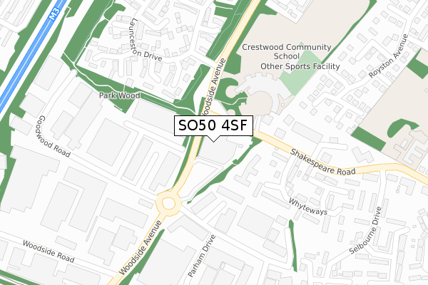 SO50 4SF map - large scale - OS Open Zoomstack (Ordnance Survey)