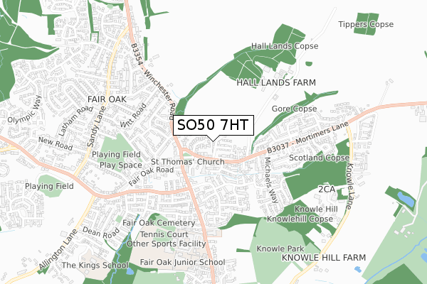 SO50 7HT map - small scale - OS Open Zoomstack (Ordnance Survey)