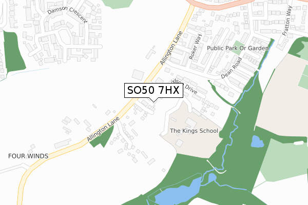 SO50 7HX map - large scale - OS Open Zoomstack (Ordnance Survey)