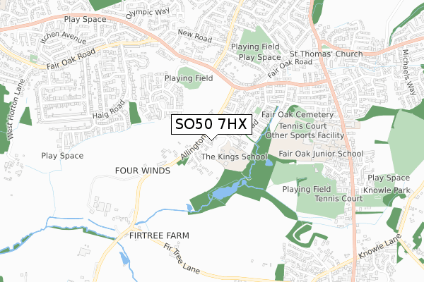 SO50 7HX map - small scale - OS Open Zoomstack (Ordnance Survey)