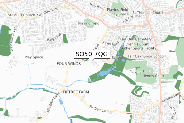 SO50 7QG map - small scale - OS Open Zoomstack (Ordnance Survey)