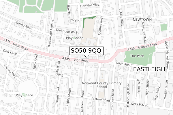 SO50 9QQ map - large scale - OS Open Zoomstack (Ordnance Survey)