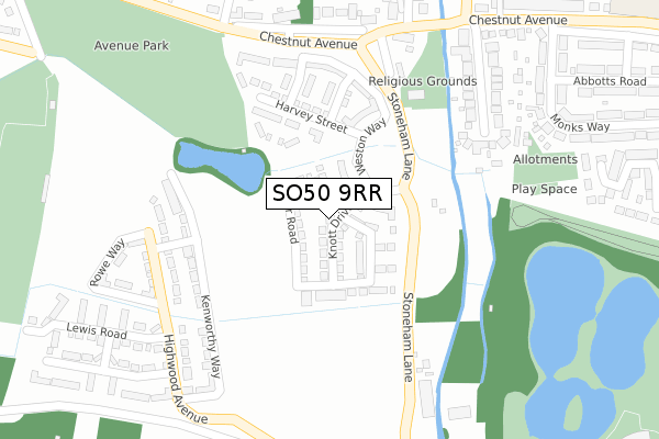 SO50 9RR map - large scale - OS Open Zoomstack (Ordnance Survey)