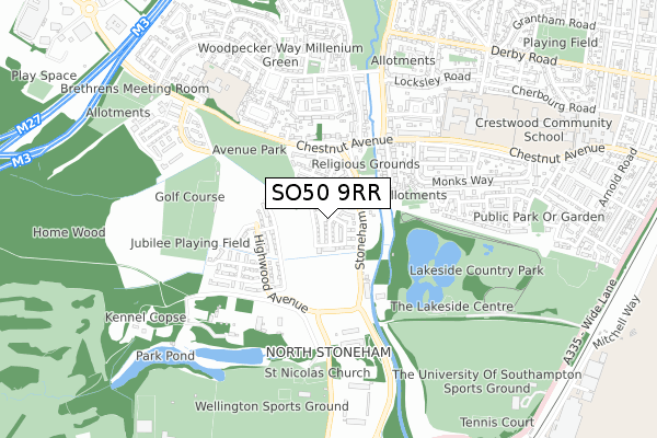 SO50 9RR map - small scale - OS Open Zoomstack (Ordnance Survey)