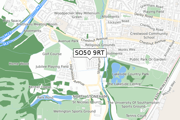 SO50 9RT map - small scale - OS Open Zoomstack (Ordnance Survey)