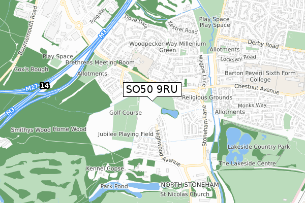 SO50 9RU map - small scale - OS Open Zoomstack (Ordnance Survey)