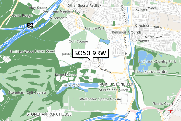 SO50 9RW map - small scale - OS Open Zoomstack (Ordnance Survey)