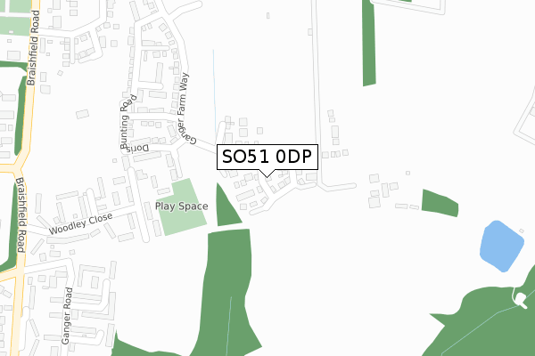 SO51 0DP map - large scale - OS Open Zoomstack (Ordnance Survey)