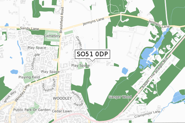 SO51 0DP map - small scale - OS Open Zoomstack (Ordnance Survey)