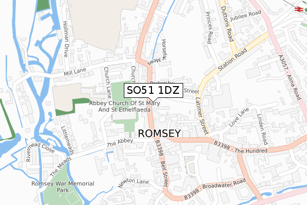 SO51 1DZ map - large scale - OS Open Zoomstack (Ordnance Survey)