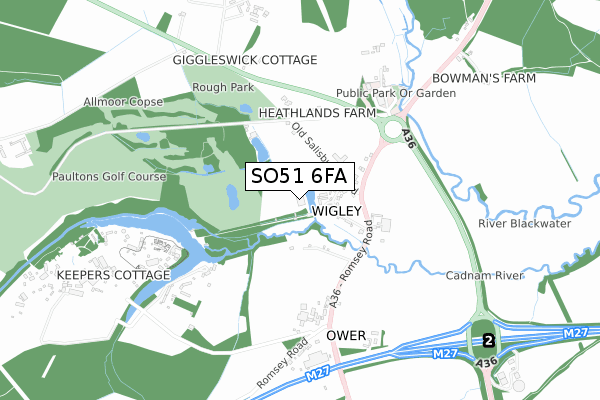 SO51 6FA map - small scale - OS Open Zoomstack (Ordnance Survey)