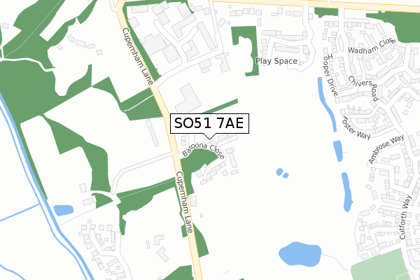 SO51 7AE map - large scale - OS Open Zoomstack (Ordnance Survey)