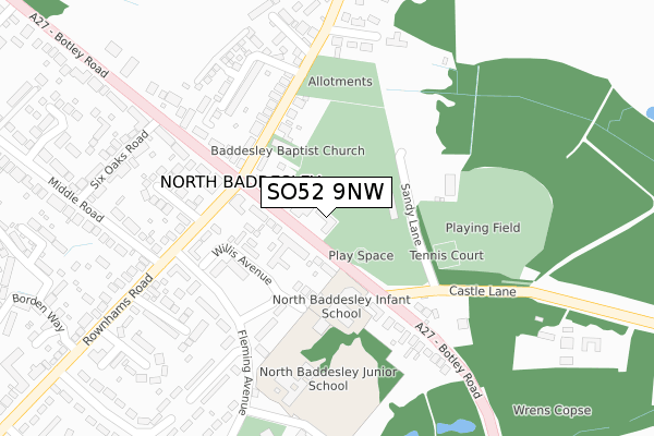 SO52 9NW map - large scale - OS Open Zoomstack (Ordnance Survey)