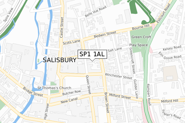 SP1 1AL map - large scale - OS Open Zoomstack (Ordnance Survey)