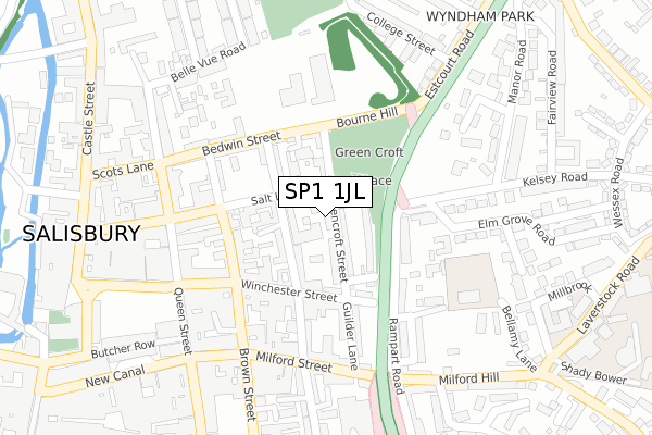 SP1 1JL map - large scale - OS Open Zoomstack (Ordnance Survey)