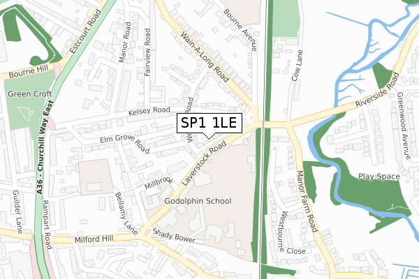 SP1 1LE map - large scale - OS Open Zoomstack (Ordnance Survey)