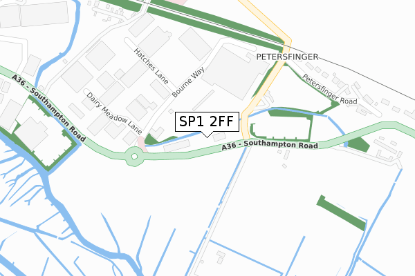 SP1 2FF map - large scale - OS Open Zoomstack (Ordnance Survey)