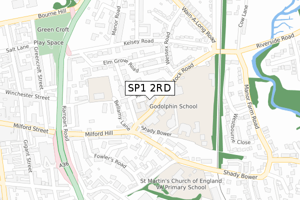 SP1 2RD map - large scale - OS Open Zoomstack (Ordnance Survey)