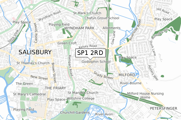 SP1 2RD map - small scale - OS Open Zoomstack (Ordnance Survey)