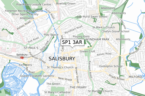 SP1 3AR map - small scale - OS Open Zoomstack (Ordnance Survey)