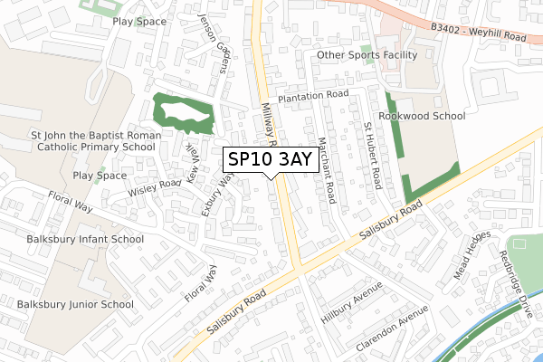 SP10 3AY map - large scale - OS Open Zoomstack (Ordnance Survey)