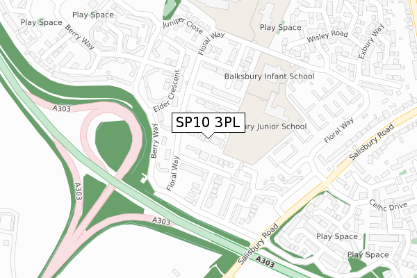 SP10 3PL map - large scale - OS Open Zoomstack (Ordnance Survey)